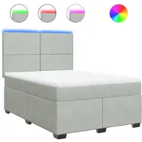 vidaXL Boxspringbett mit Matratze Hellgrau 160x200 cm Samt