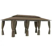 vidaXL Möbel Pavillon mit Vorhängen 600x298x270 cm Taupe 180 g/m² - Pavillons & Partyzelte 312247