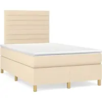 Syfax Boxspringbett mit Matratze Creme 120x200 cm Stoff
