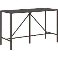 Syfax Bartisch mit Glasplatte Braun 180x70x110 cm Poly Rattan