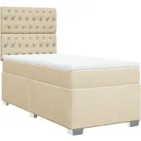 Syfax Boxspringbett mit Matratze Creme 100x200 cm Stoff