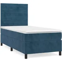 Syfax Boxspringbett mit Matratze Dunkelblau 100x200 cm Samt