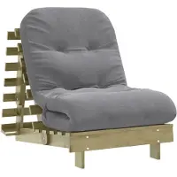 Syfax Futon Schlafsofa mit Matratze 70x206x11 Kiefernholz Imprägniert