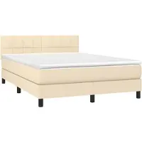 Syfax Boxspringbett mit Matratze Creme 140x200 cm Stoff