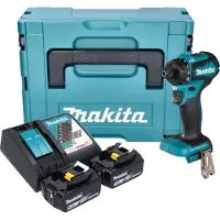 Makita DDF 083 RTJ Akku Bohrschrauber 18 V 40 Nm 1/4'' Brushless + 2x Akku 5,0 Ah + Ladegerät + Makpac
