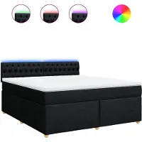 vidaXL Boxspringbett mit Matratze Schwarz 180x200 cm Stoff