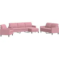 vidaXL 4-tlg. Sofagarnitur mit Kissen Rosa Samt