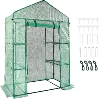 Vevor Foliengewächshaus 141x74,5x205cm Tomatengewächshaus 15kg Tragfähigkeit Treibhaus Gartenhaus Frühbeet PE-Material Stahlrohr Tomatenhaus Gemüse Gewächshaus mit 4 Regalen Pflanzenhaus