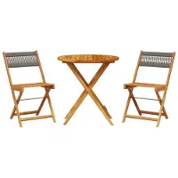 vidaXL 3-tlg. Bistro-Set Grau Polypropylen und Massivholz
