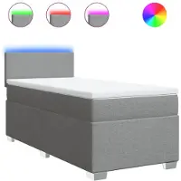 Syfax Boxspringbett mit Matratze Hellgrau 100x200 cm Stoff
