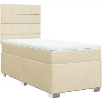 Syfax Boxspringbett mit Matratze Creme 100x200 cm Stoff