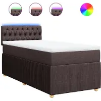vidaXL Boxspringbett mit Matratze Dunkelbraun 90x200 cm Stoff
