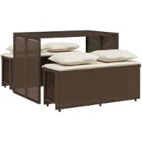 vidaXL 3-tlg. Garten-Essgruppe mit Kissen Braun Poly Rattan