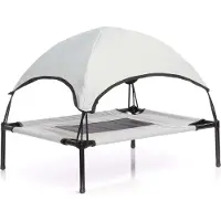Wiltec Hundebett mit Dach Grau 76 x 60 x 16 cm Größe M bis 25 kg Outdoor Katzenliege Haustier Schlafplatz Sonnendach