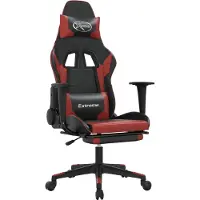 vidaXL Gaming-Stuhl mit Massage & Fußstütze Schwarz Weinrot Kunstleder