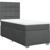 Syfax Boxspringbett mit Matratze Dunkelgrau 90x200 cm Stoff