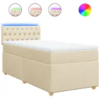Syfax Boxspringbett mit Matratze Creme 90x200 cm Stoff