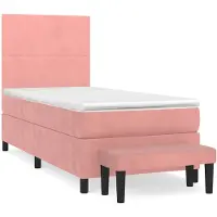 Syfax Boxspringbett mit Matratze Rosa 100x200 cm Samt
