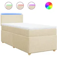 vidaXL Boxspringbett mit Matratze Creme 90x190 cm Stoff