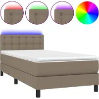 Syfax Boxspringbett mit Matratze & LED Taupe 100x200 cm Stoff