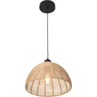 Lux.pro Hängeleuchte ‘Romsey’ 1 x E27 höhenverstellbar Metall und Rattan 158 cm Beige / Schwarz
