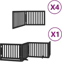 vidaXL 12-tlg. Hundetor mit Tür Faltbar Schwarz 960 cm Pappelholz