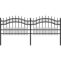 Syfax Gartenzaun KAMPEN mit Speerspitze Schwarz 240 x 75 cm Stahl