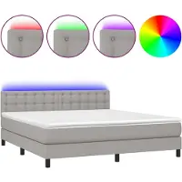 Syfax Boxspringbett mit Matratze & LED Hellgrau 160x200 cm Stoff