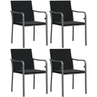 vidaXL Gartenstühle mit Kissen 4 Stk. Schwarz 56x59x84 cm Poly Rattan