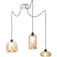FABAS LUCE - Fiona LED-Hängeleuchter aus Metall und bernsteinfarbenem mundgeblasenem Glas 3496-47-125