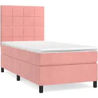 Syfax Boxspringbett mit Matratze Rosa 100x200 cm Samt