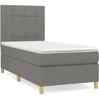 Syfax Boxspringbett mit Matratze Dunkelgrau 90x190 cm Stoff