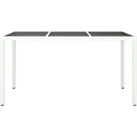 vidaXL Cloris DesignMöbel Gartentische - Weiß Gartentisch 150x90x75cm Gehärtetes Glas Poly Rattan Weiß Schlichtes9494651