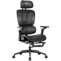 Huzaro Combat 7.9 Black | Gaming Stuhl Ergonomischer Bürostuhl | Integrierter Lordosenstütze | Fußstütze | Sitztiefe einstellen | Stoff | Schwarz