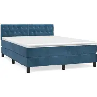 Syfax Boxspringbett mit Matratze Dunkelblau 140x200 cm Samt