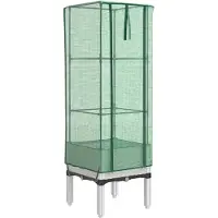 vidaXL Hochbeet mit Gewächshaus-Aufsatz Rattan-Optik 40x40x140 cm