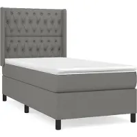 Syfax Boxspringbett mit Matratze Dunkelgrau 90x190 cm Stoff