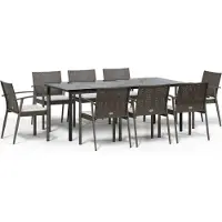 vidaXL 9-tlg. Garten-Essgruppe mit Kissen Poly Rattan und Stahl