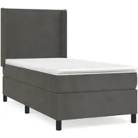 Syfax Boxspringbett mit Matratze Dunkelgrau 100x200 cm Samt