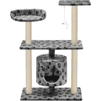 vidaXL Hochwertigen Möbel Kratzbäume - Grau Katzen-Kratzbaum Sisal 95cm Grau Pfoten-Aufdruck NEU6674965