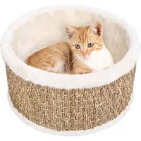 The Living Store Katzenkorb Rund 36 cm Seegras