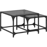 vidaXL Satztische 2 Stk. mit Glasplatte Schwarz Stahl