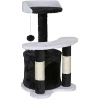 Wiltec Kratzbaum 67 cm hoch in Schwarz/Weiß, Katzenkratzbaum mit Sisal, Katzenbaum mit Plattform, Katzenhöhle und Spielball, Kletterbaum für Katzen