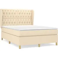 Syfax Boxspringbett mit Matratze Creme 140x190 cm Stoff