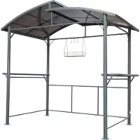 Angel Living Grillpavilion, Unterstand mit Abzug aus Aluminium, mit Abstellfläche (Grau)