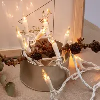 Hellum Lichterkette innen 10 klare warme Lichter, beleuchtet 1,35m, Kabel weiß, Stecker