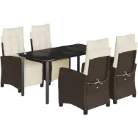 vidaXL 5-tlg. Garten-Essgruppe mit Kissen Braun Poly Rattan