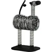 PawHut Kratzbaum, Höhe 93 cm, Katzenbaum im Zebra-Design, Kletterbaum mit Katzentunnel, Katzenkratzbaum mit Jutepfosten, Spielbaum, Katzenmöbel, Schwarz+Weiß