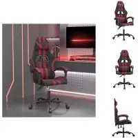 vidaXL Gaming-Stuhl Drehbar Schwarz und Weinrot Kunstleder - Gaming-Sessel