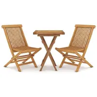 vidaXL 3-tlg. Garten-Essgruppe Massivholz Teak